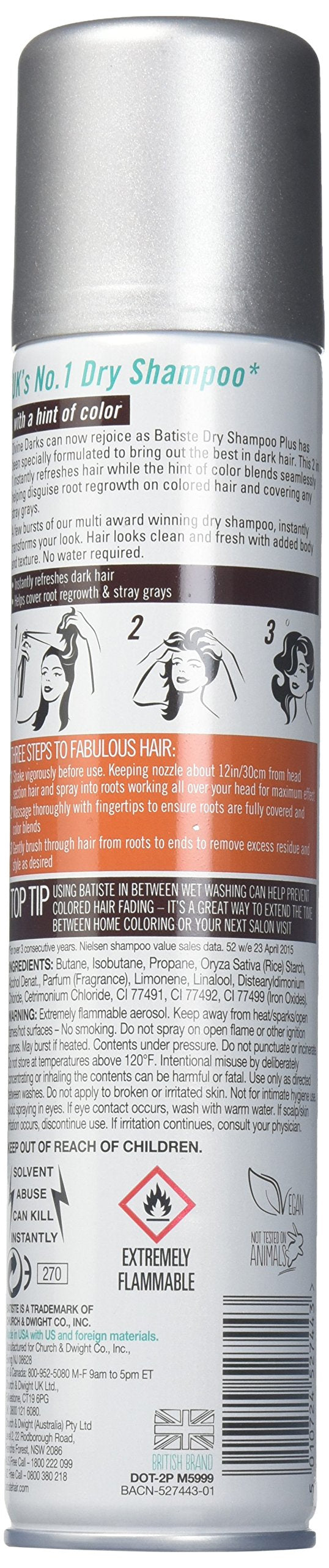 Batiste Dry Shampoo, Divine Dark, 6.73 oz. (2 Pack)