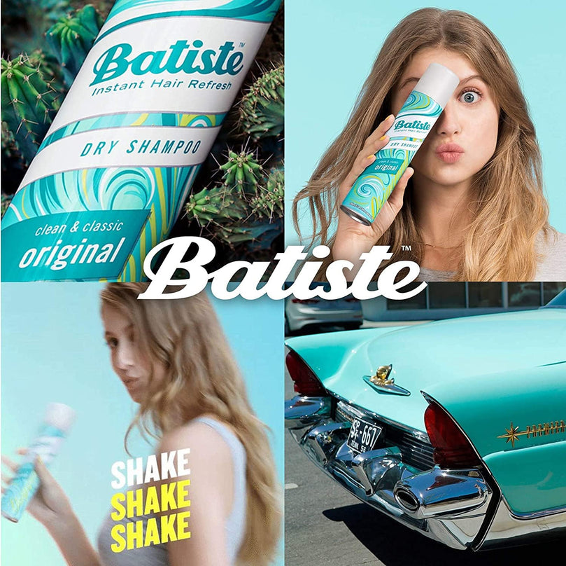 Batiste Dry Shampoo, Original Fragrance, Refresh Hair and Absorb Oil Between Washes, Waterless Shampoo for Added Hair Texture and Body, 6.73 OZ Dry Shampoo Bottle, 3 Pack