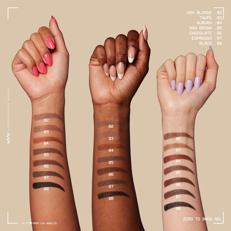 NYX PROFESSIONAL MAKEUP Zero to Brow, Longwear Eyebrow Gel, Ash Brown