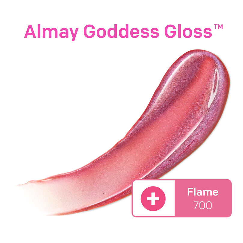 Almay Lip Gloss, Non-Sticky Lip Makeup, Holographic Glitter Finish, Hypoallergenic, 700 Flame, 0.9 Oz