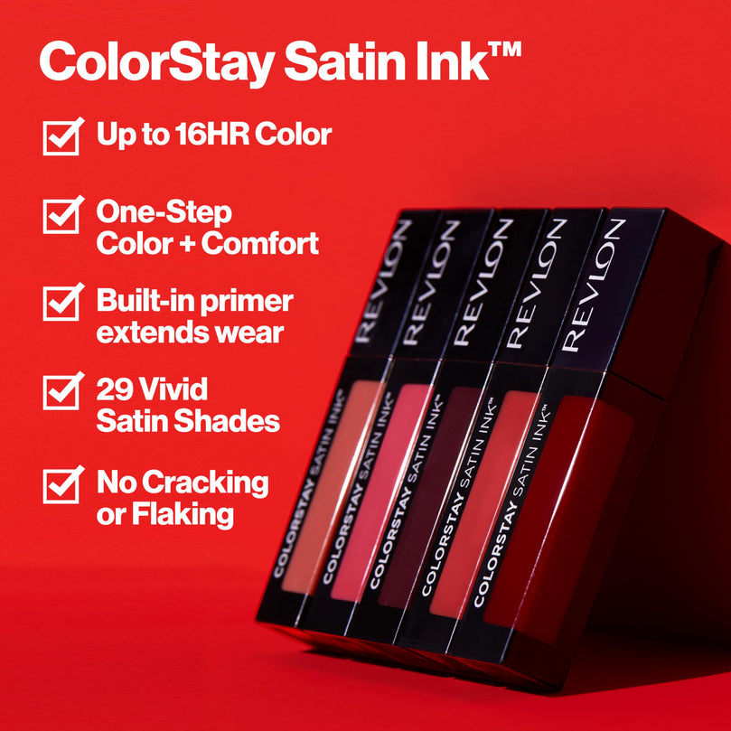 Revlon ColorStay Satin Ink Liquid Lipstick, Longwear Rich Lip Colors, Formulated with Black Currant Seed Oil, 003 In So Deep, 0.17 fl oz