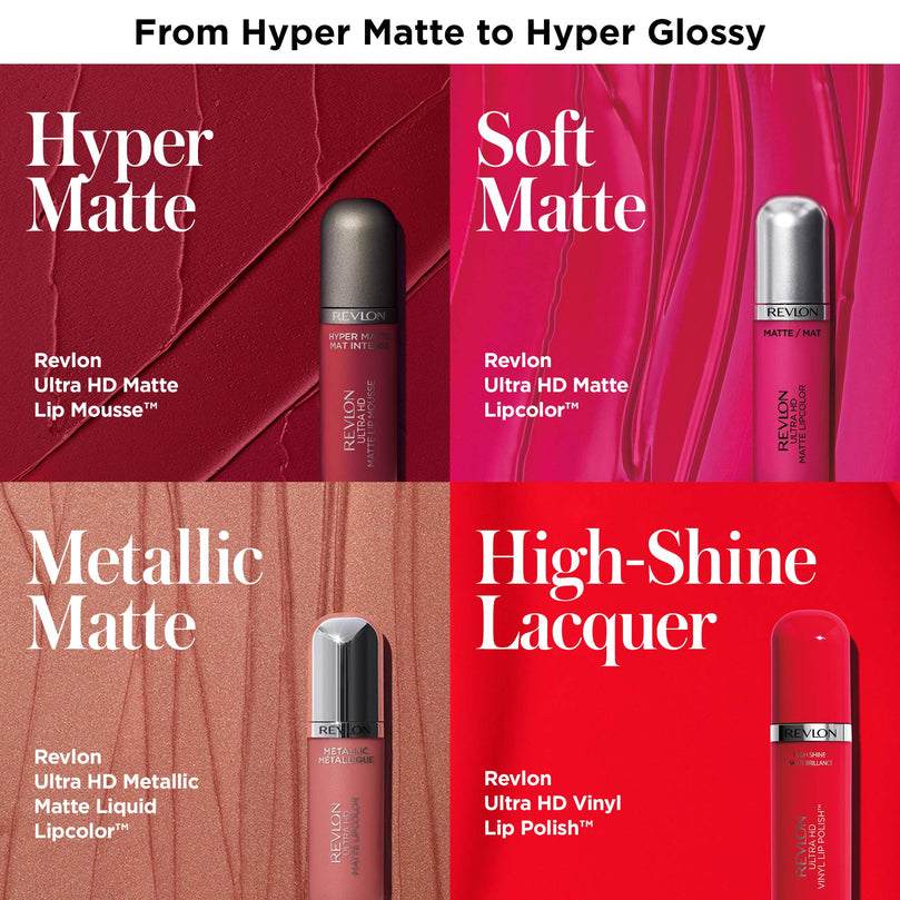 Revlon Ultra HD Matte Lipcolor, Velvety Lightweight Matte Liquid Lipstick in Red / Coral, Passion (635), 0.2 oz