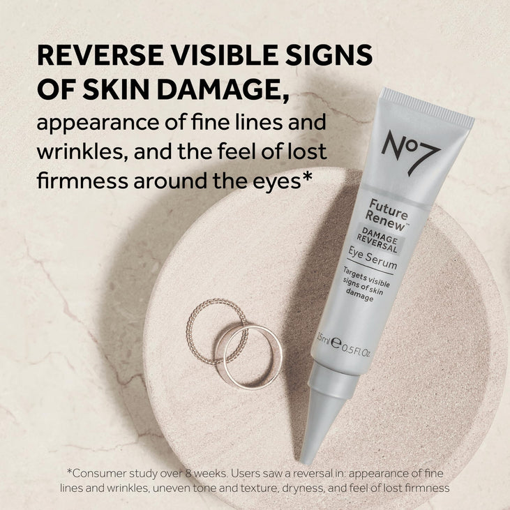 No7 Future Renew Damage Reversal Eye Serum - Nourishing Under Eye Serum for Sun Damaged Skin Repair, Fine Lines & Wrinkles, and Uneven Texture - Suitable for Sensitive Skin (0.5 Fl Oz)