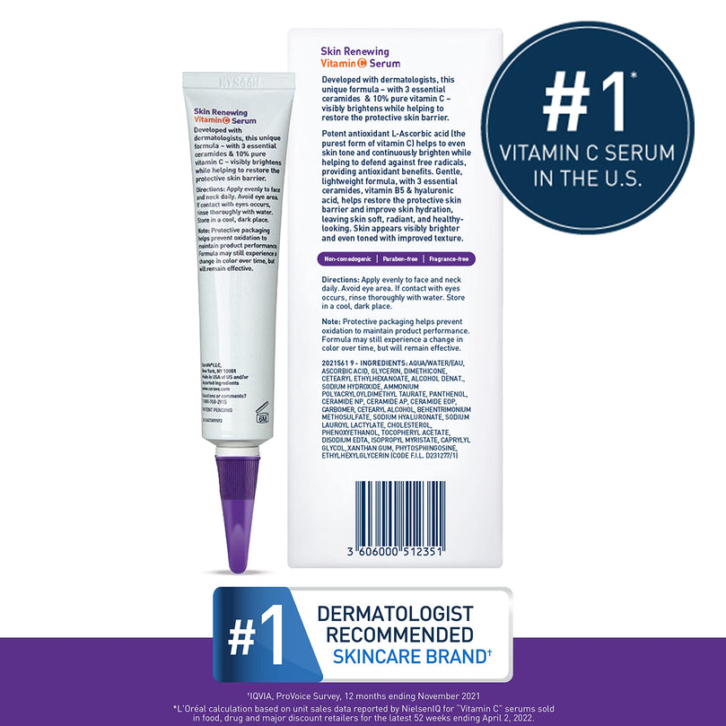 CeraVe Skin Renewing Vitamin C Face Serum with Hyaluronic Acid for All Skin Types, 1 fl oz