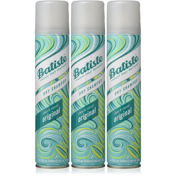 Batiste Dry Shampoo, Original Fragrance, Refresh Hair and Absorb Oil Between Washes, Waterless Shampoo for Added Hair Texture and Body, 6.73 OZ Dry Shampoo Bottle, 3 Pack