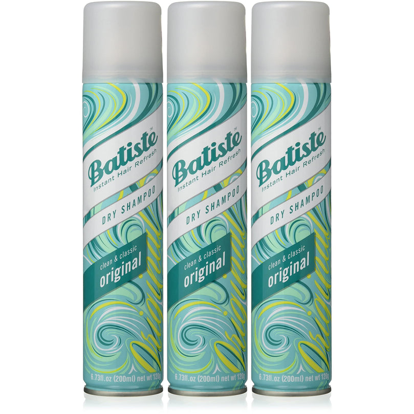 Batiste Dry Shampoo, Original Fragrance, Refresh Hair and Absorb Oil Between Washes, Waterless Shampoo for Added Hair Texture and Body, 6.73 OZ Dry Shampoo Bottle, 3 Pack