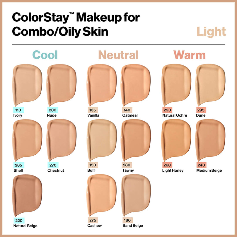 Revlon ColorStay Liquid Foundation, Face Makeup for Combination & Oily Skin - Walnut 500 1.0 oz