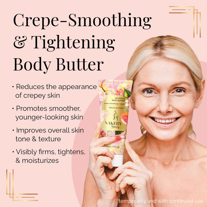 NAKERY Body Butter Anti Aging Moisturizer - Body Cream Skin Tightening Cream & Neck Firming Cream, Moisturizing Cream & Neck Tightening Cream for Body & Face Cream for Dry Skin 300ml(Social Butterfly)