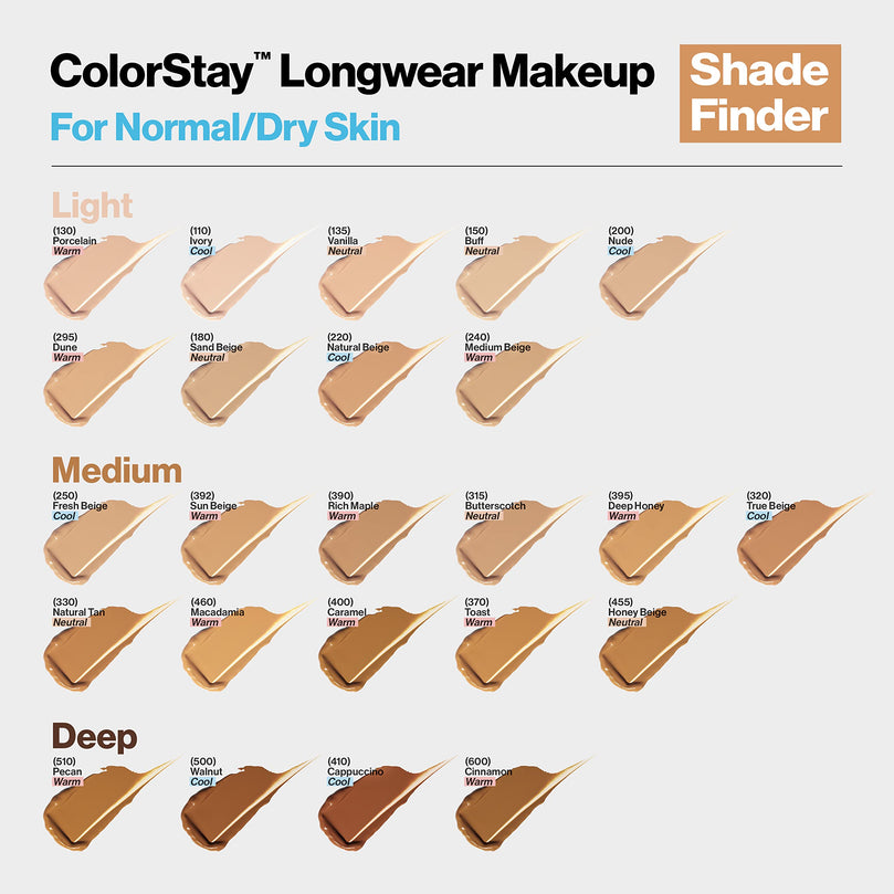 Revlon ColorStay Liquid Foundation Face Makeup for Normal & Dry Skin - 130 Porcelain 1 Fl Oz