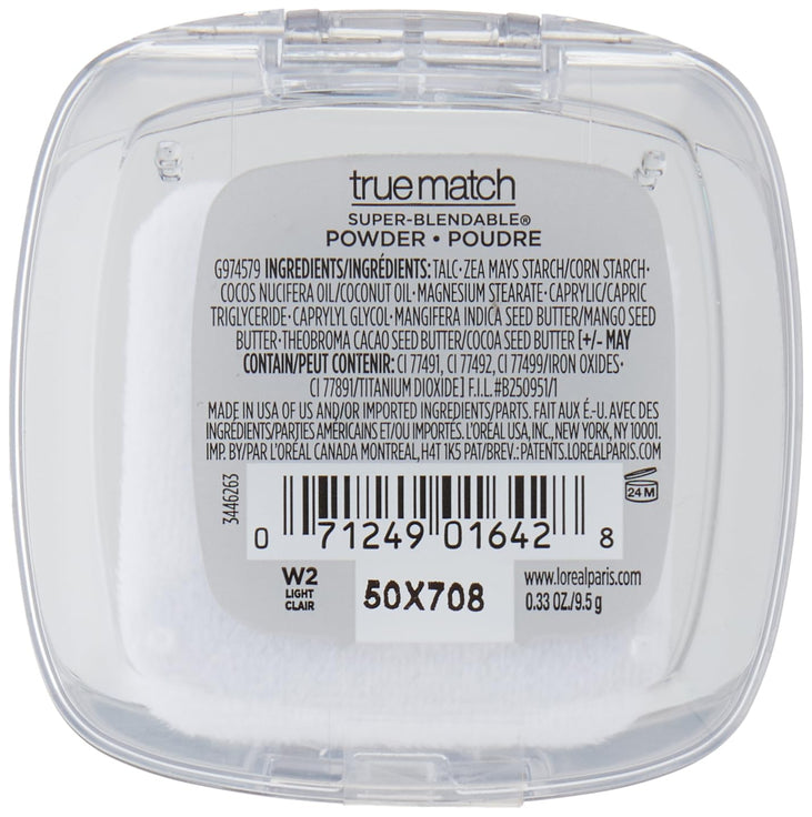 L'Oreal Paris True Match Super Blendable Oil Free Makeup Powder, Light Ivory, 0.33 oz
