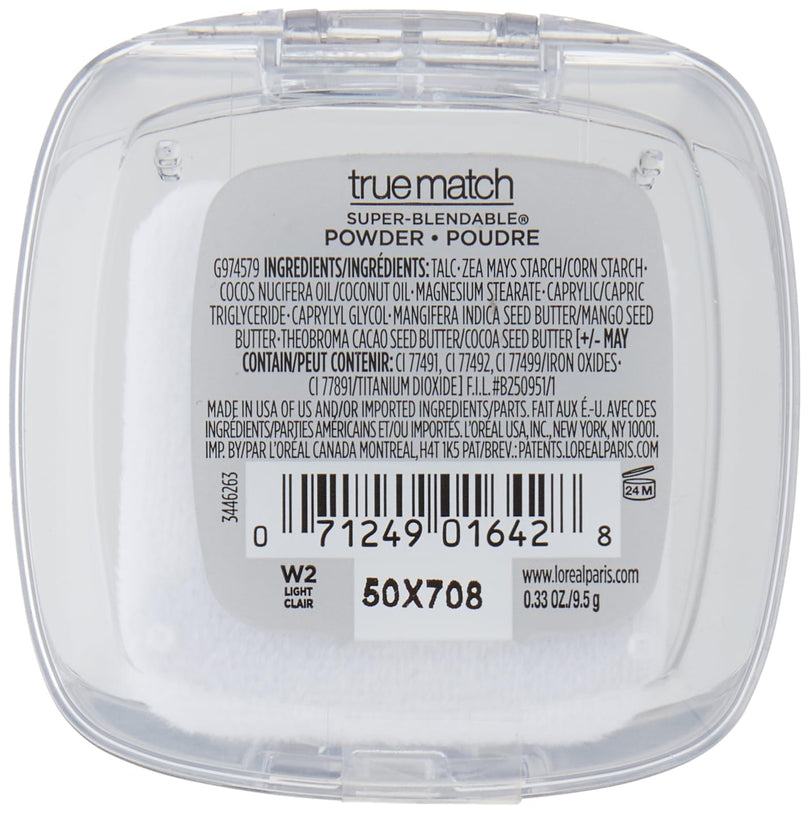 L'Oreal Paris True Match Super Blendable Oil Free Makeup Powder, Light Ivory, 0.33 oz