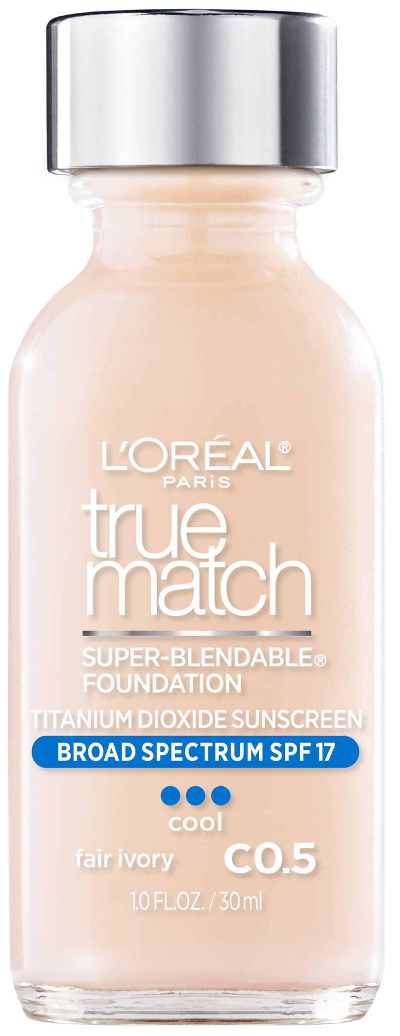 L'Oreal Paris True Match Liquid Foundation Makeup, C0.5 Fair Ivory, 1 fl oz - Old Version