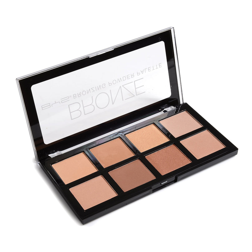 BYS Bronzing Powder Palette - 8 Color Shades - Bronze, Contour, Sculpt, Highlight Makeup Set, Matte & Shimmer Finish