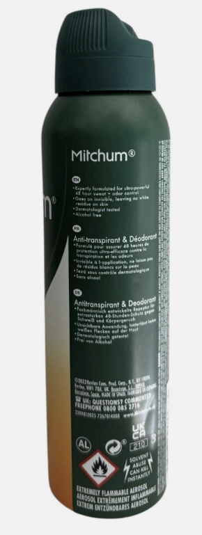 Mitchum Men 48HR SPORT Antiperspirant & Deodorant Spray 150 ml (4 Pack)