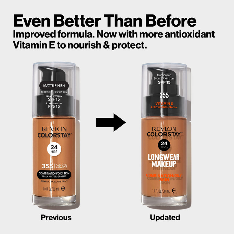 Revlon ColorStay Liquid Foundation Makeup, Matte Finish, Combination/Oily Skin, SPF 15, Mocha, 1 fl oz.