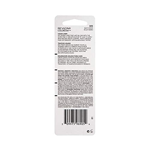Revlon ColorStay Skinny Liquid Eyeliner, Waterproof, Smudgeproof, Longwearing Eye Makeup with Ultra-fine Tip, Navy Shock, 0.08 oz