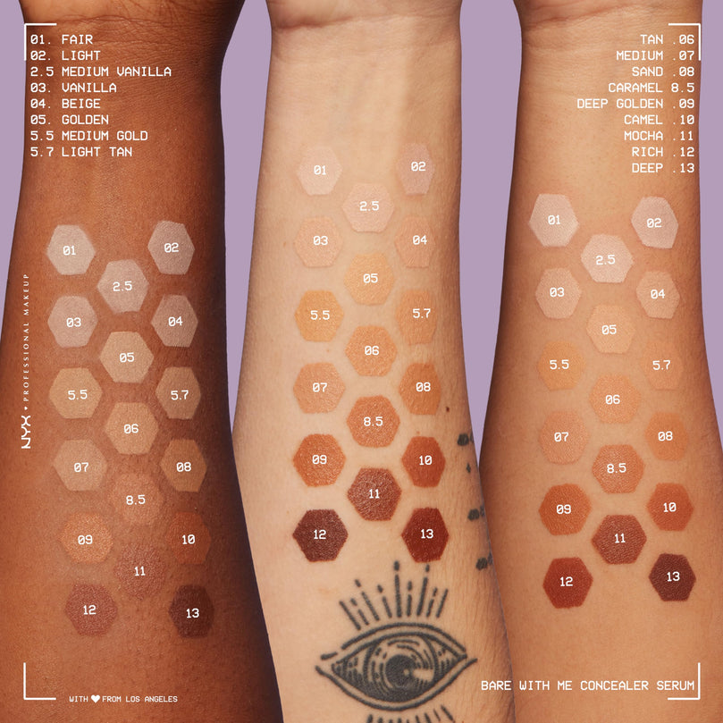 NYX PROFESSIONAL MAKEUP Bare With Me Concealer Serum, Concealer Makeup For Up To 24Hr Hydration - Beige