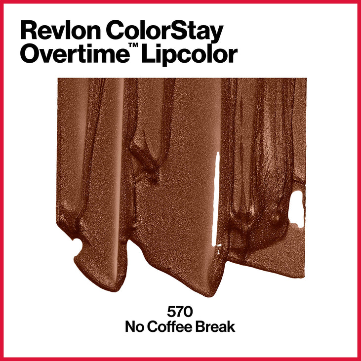 Revlon Liquid Lipstick with Clear Lip Gloss, ColorStay Face Makeup, Overtime Lipcolor, Dual Ended with Vitamin E in Nude, No Coffee Break (570), 0.07 Oz