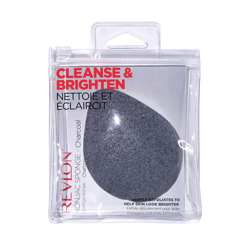 REVLON Konjac Sponge Charcoal - Facial Cleansing, Exfoliation - Round - Rubber - Black
