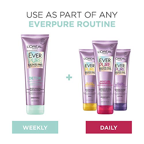 L'Oreal Paris EverPure Scalp Care + Detox Sulfate Free Shampoo with Menthol, 8.5 fl oz
