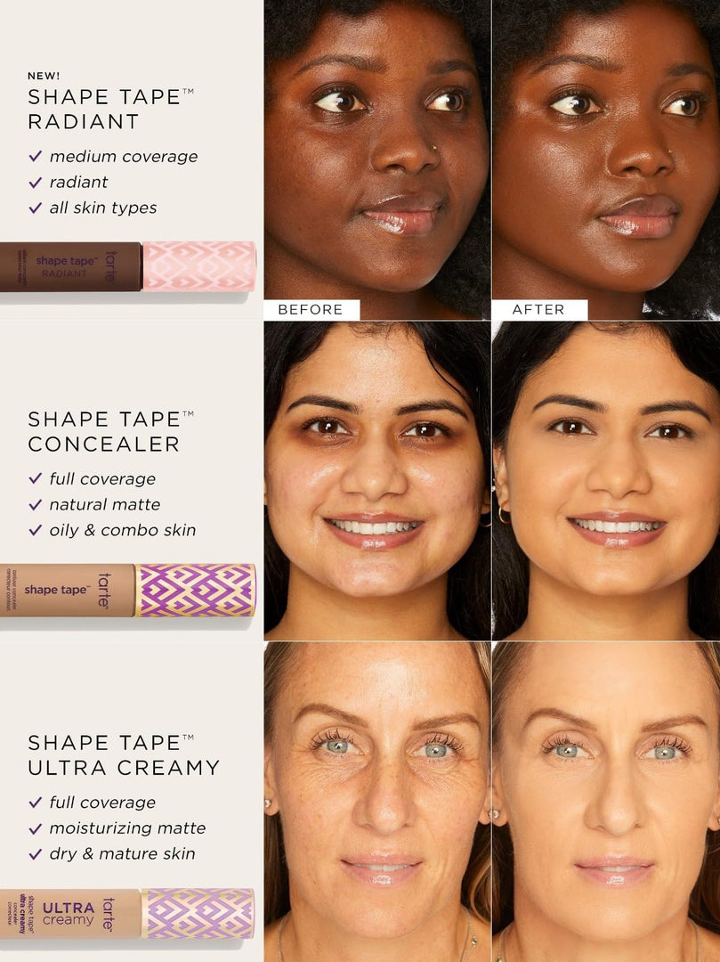 tarte shape tape full-coverage concealer - 47H tan-deep honey (tan to deep skin with warm, peach undertones)