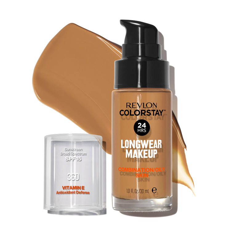 Revlon ColorStay Liquid Foundation Makeup, Matte Finish, Combination/Oily Skin, SPF 15, 360 Golden Caramel, 1 fl oz