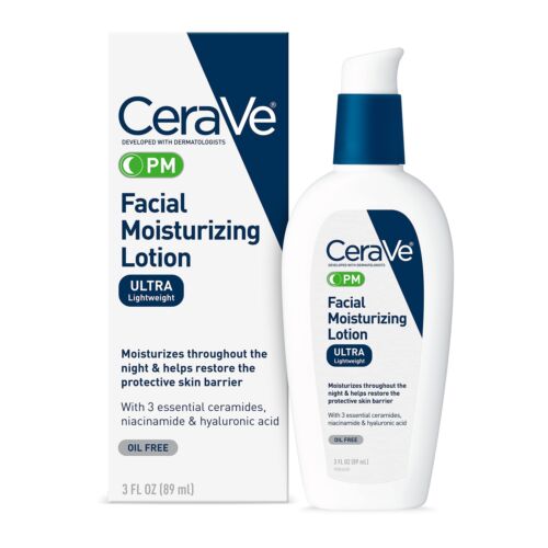 CeraVe PM Lotion Face Moisturizer, Lightweight Oil-free Night Cream for All Skin