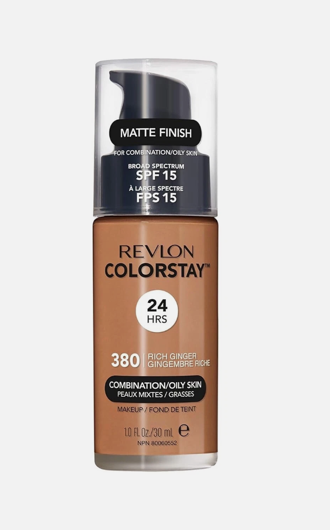 Revlon Liquid Foundation, ColorStay Face Makeup for Combination & Oily Skin, SPF 15 - 380 Rich Ginger, 1 fl oz