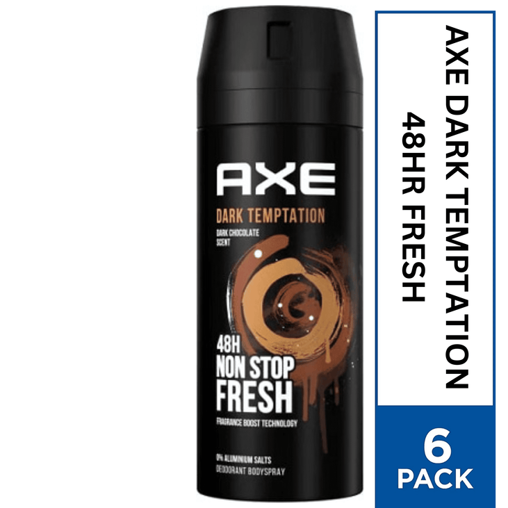 Axe DARK TEMPTATION 48hr Body Spray Deodorant 150ml Each (PACK OF 6 )