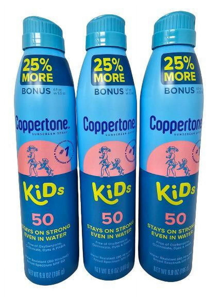 Coppertone Kids Water Resistant Broad Spectrum Sunscreen Spray SPF 50 6.9 oz (3 Pack)