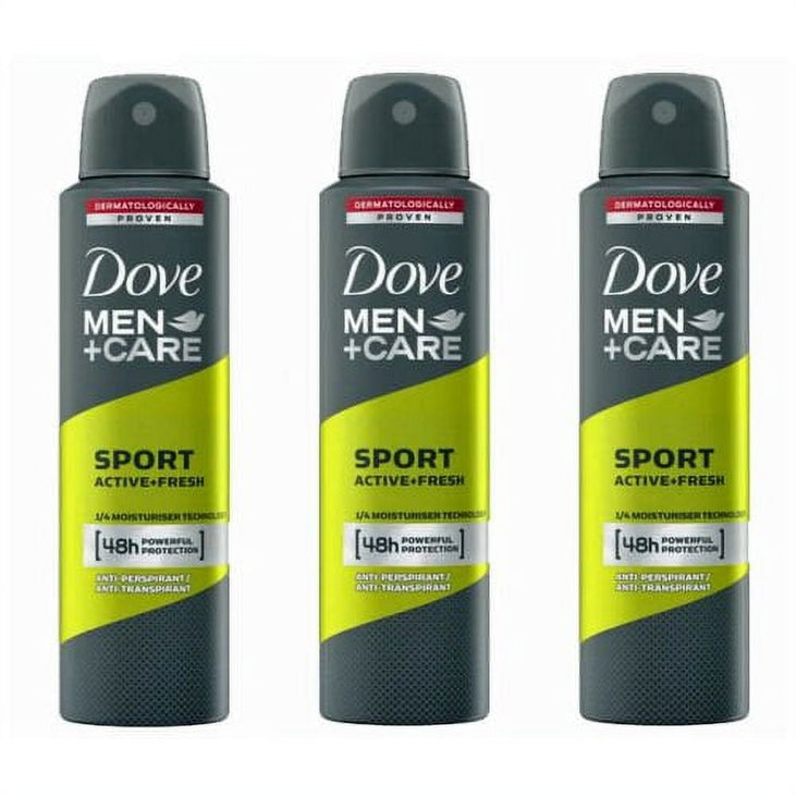 Dove Men + Care Sport Active Fresh Antiperspirant Deo Spray, 150ml (3 Cans)