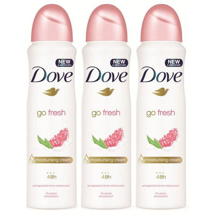 Dove Pomegrante and Lemon Scent Deodorant & Body Spray 48H FRESH 150ml Pack Of 3