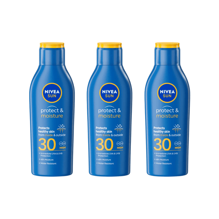 Nivea Sun Protect & Moisture Sun Cream Lotion SPF30 200ml / 6.8 fl.oz - 3 Pack