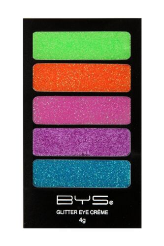 BYS Glitter Eye Creme Glitter Eyeshadow Palette, Neon Glow - 5 shades