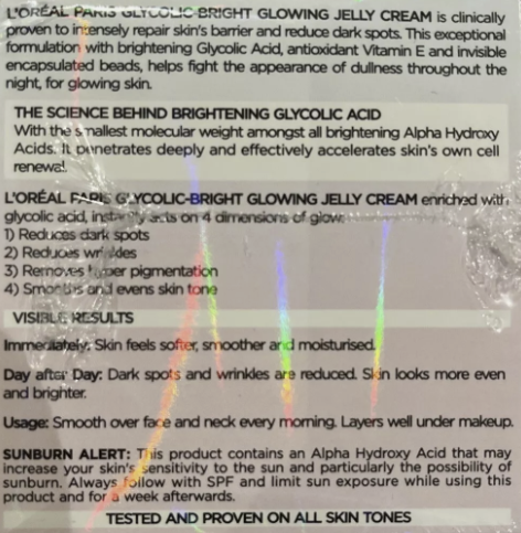 Loreal Paris Glycolic-Bright Glowing Jelly Day Cream 50ml