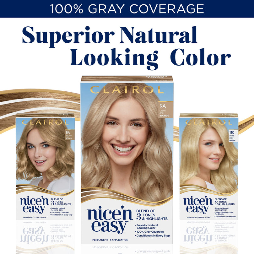 Clairol Nice 'n Easy Sun-Kissed Permanent Hair Color, SB2 Ultra Light Cool Summer Blonde, 1 Kit