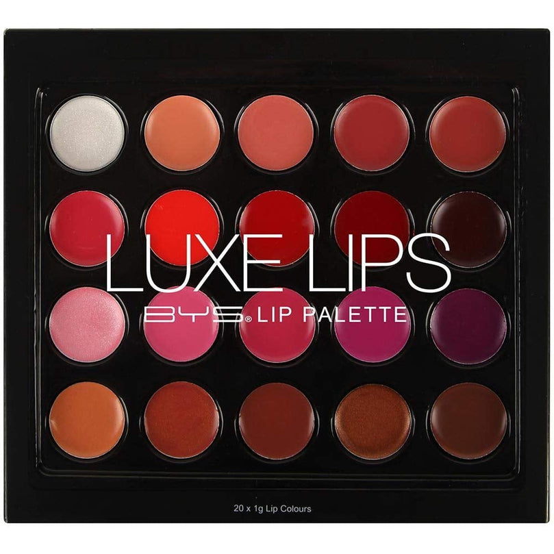 BYS Luxe Lip Palette 20 Lip Colors - wear alone or mix your own custom lip color Mica soft and smooth glides on smoothly offering a gorgeous true to colour finish lip makeup palette