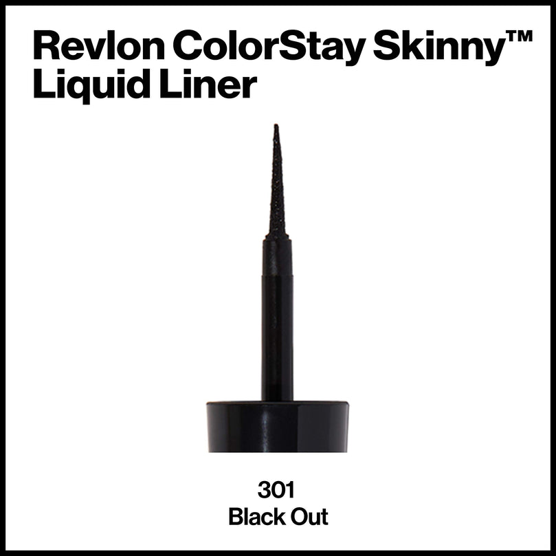 Revlon ColorStay Skinny Liquid Eyeliner, Waterproof, Smudgeproof, Longwearing Eye Makeup with Ultra-fine Tip, Black Out, 0.08 oz