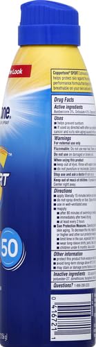 Coppertone Sport Sunscreen Spray SPF 50, Water Resistant Spray Sunscreen, Broad Spectrum SPF 50 Sunscreen, 5.5 Oz Bottle