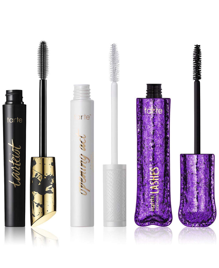 Tarte Its Ok To Lash Out 3 Piece Full Size Mascara Set Lash Paint, Opening Act Primer, Lights Camera Lashes
