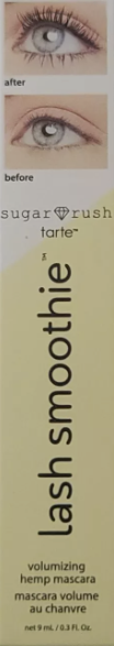 Tarte Sugar Rush Lash Smoothie Volumizing Hemp Mascara, Full Sized, 0.3 oz