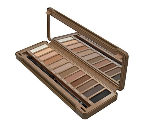BYS 12 Shade Matte Eyeshadow Palette Tin Collection with Mirror, Double Ended Applicator and Blender, Nude and Smoke