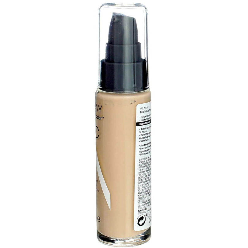 Almay Truly Lasting Color Liquid Makeup, Hypoallergenic, Cruelty Free, Oil Free, Fragrance Free, Dermatologist Tested, Long Wearing Foundation, 1oz, 120 Ivory