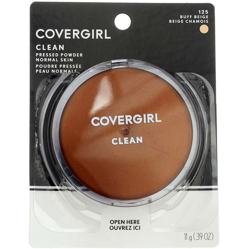 COVERGIRL Clean Pressed Powder, 125 Buff Beige, 0.39 oz, Lasting Setting Powder, Shine-Free Formula