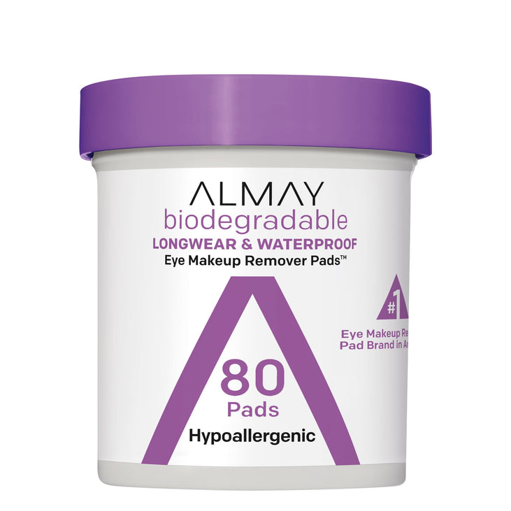 Almay Biodegradable Longwear and Waterproof Eye Makeup Remover Pads, 80 count