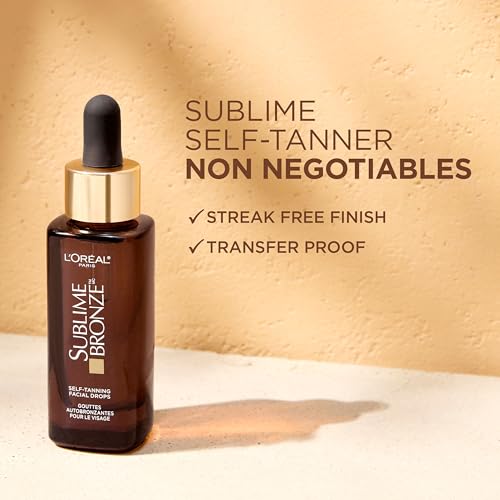 L'Oreal Paris Sublime Bronze Self-Tanning Facial Drops for Face, Fragrance Free, 1 fl oz