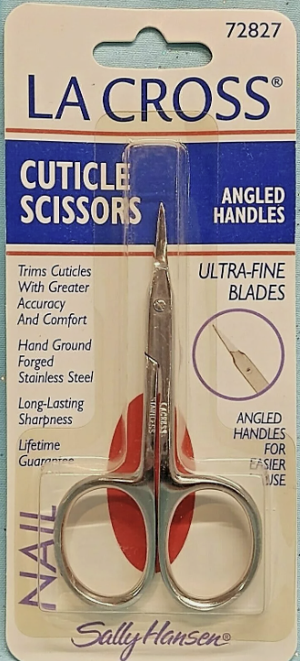 La Cross Sally Hansen CUTICLE NAIL SCISSORS 72827 ULTRA-FINE BLADES Angle Handle