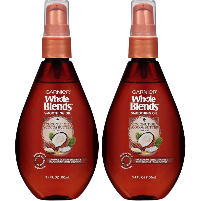 Garnier Whole Blends Smoothing Oil with Coconut Oil & Cocoa Butter Extracts, 2 count
