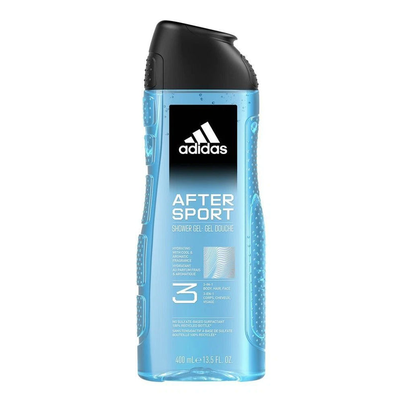Adidas After Sport 3-In-1 Shower Gel Hydrating Body Hair Face Wash 400ml