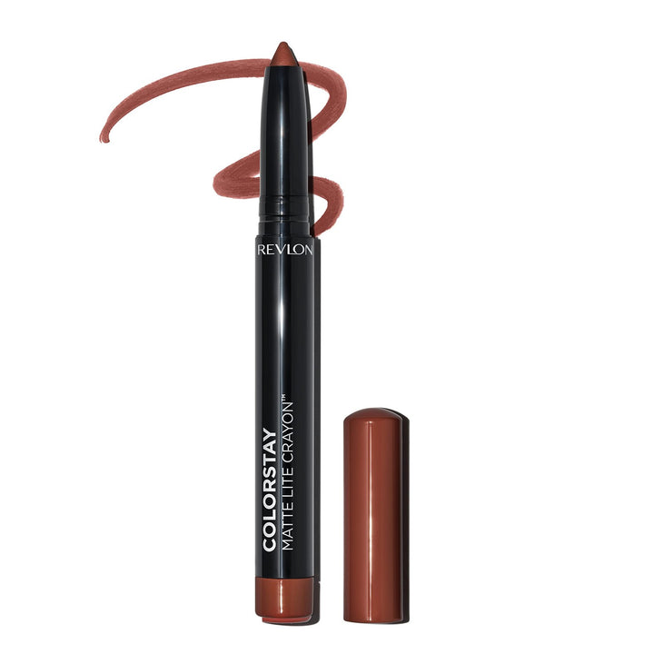 Revlon ColorStay Matte Lite Crayon Lipstick with Built-in Sharpener, Smudgeproof, Water-Resistant, 003 Soufflé All Day, 0.049 oz